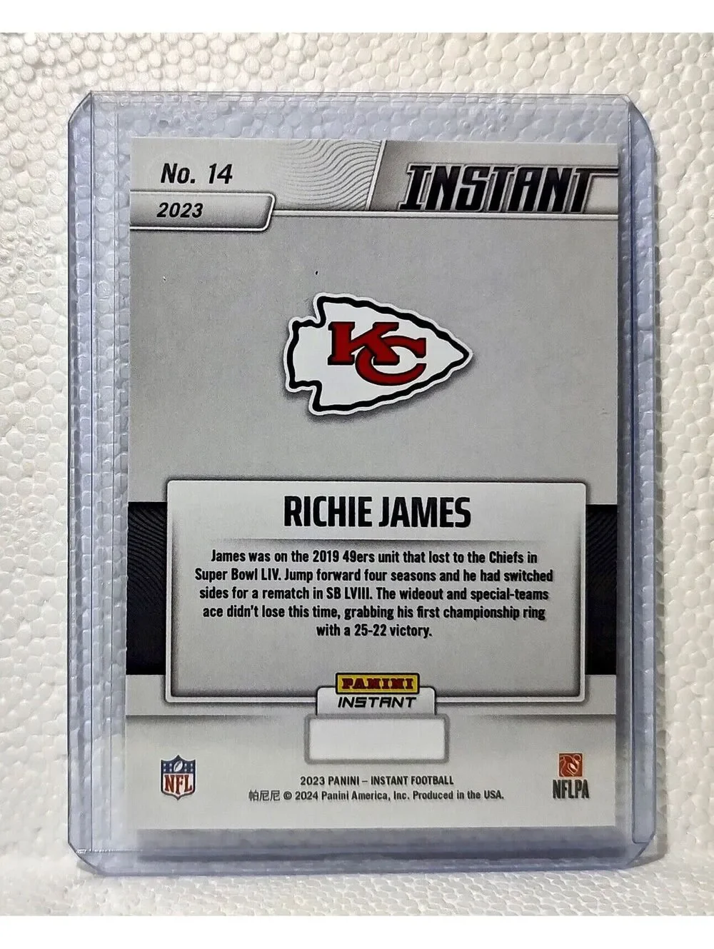 Richie James 2023 Panini NFL Superbowl Champions #14 Card Kansas City Chiefs